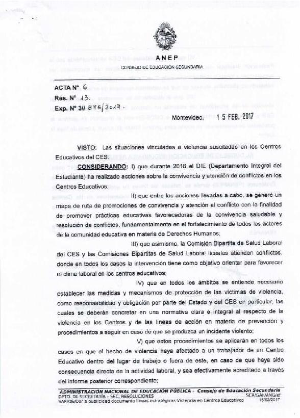 Líneas estratégicas violencia centros educativos